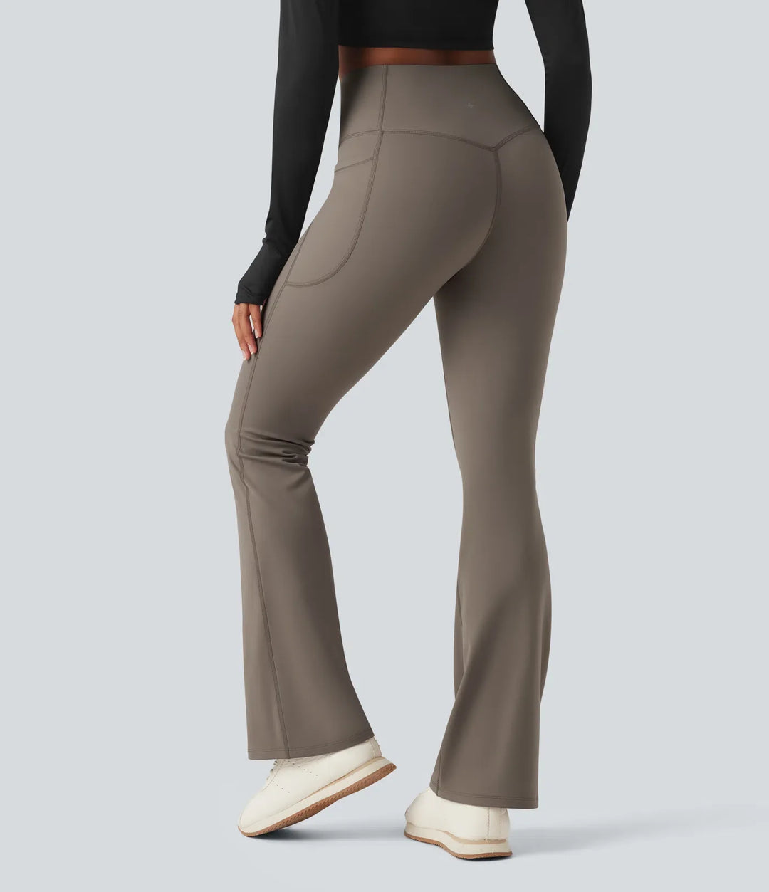 Milejka UltraSculpt ciepło z wysokim stanem modelujące brzuch polarowy modelujące joga legginsy bootcut z kieszeniami