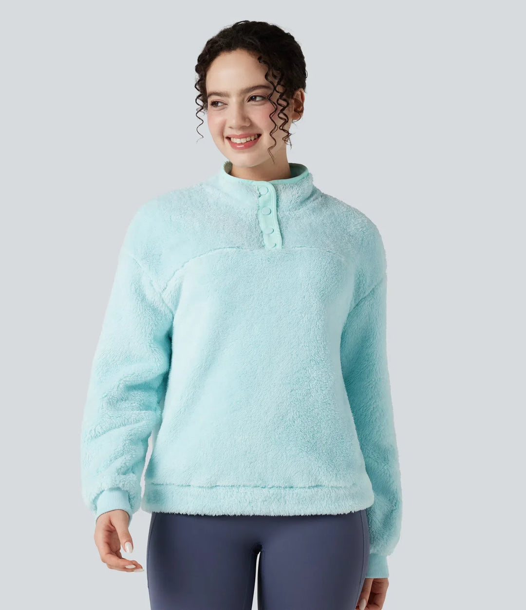 Ze stójką z guzikami na co dzień polarowy bluza