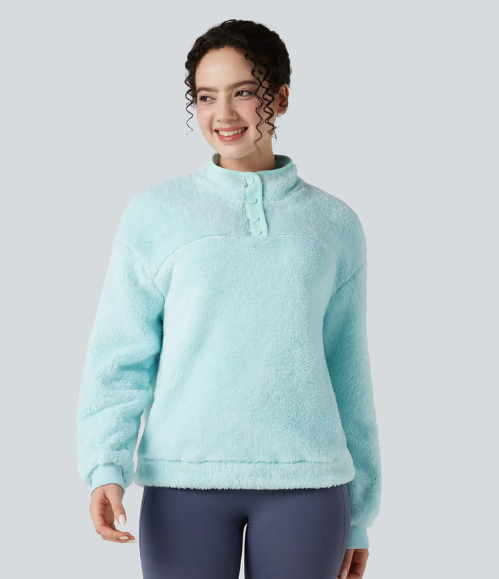 Ze stójką z guzikami na co dzień polarowy bluza