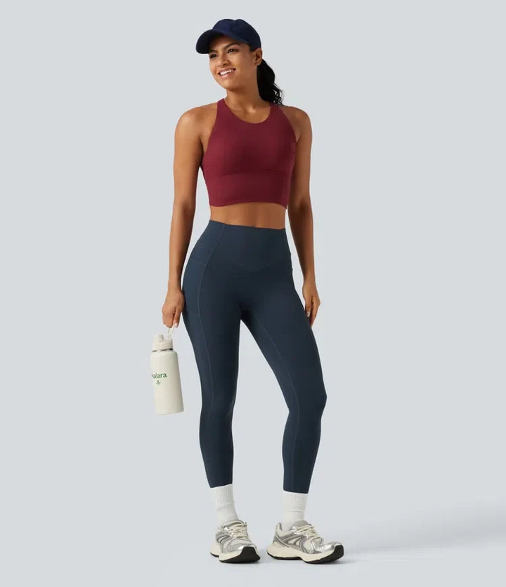 Milejka UltraSculpt z wysokim stanem marszczony unoszące pośladki modelujące brzuch modelujące legginsy treningowe z kieszeniami
