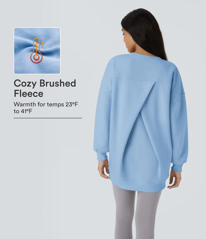 Z okrągłym dekoltem i długim rękawem kieszeń oversize polarowy bluza na co dzień