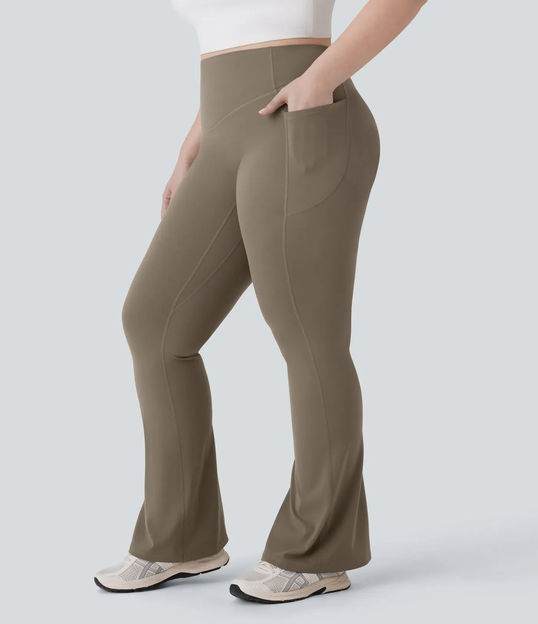 Milejka UltraSculpt z wysokim stanem marszczony unoszące pośladki modelujące brzuch kieszeń modelujące joga bootcut plus size legginsy
