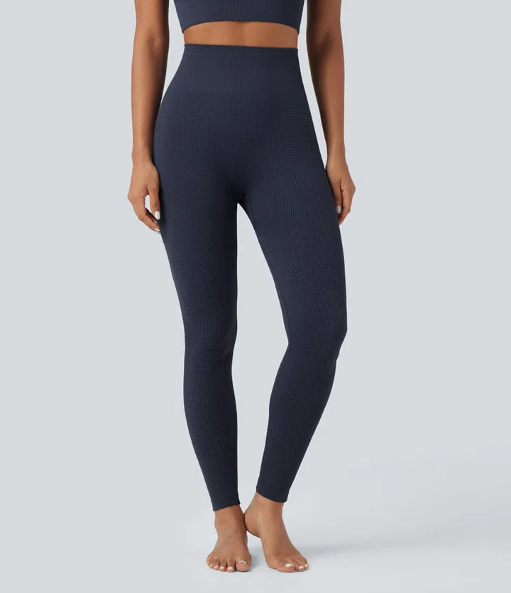 OneForm Bezszwowe gofrowane legginsy do jogi z wysokim stanem, długość 7/8