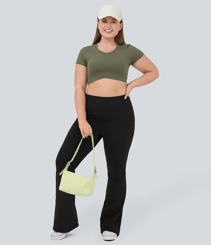 DayStretch z wysokim stanem i kieszenią flare joga plus size legginsy