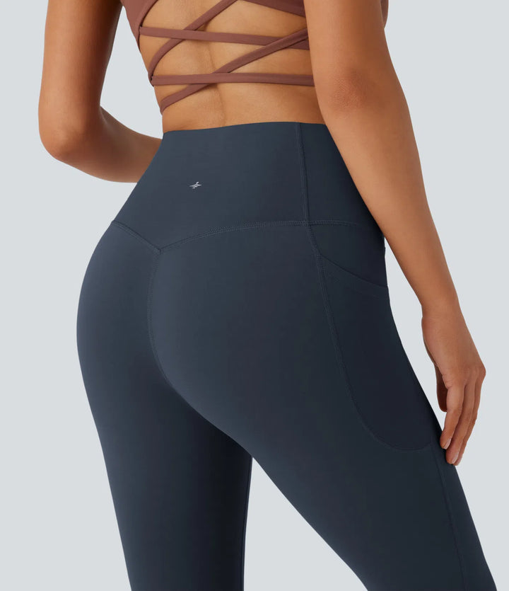 Halara UltraSculpt legginsy do jogi bootcut z wysokim stanem, kontrolą brzucha, modelujące sylwetkę i z kieszenią