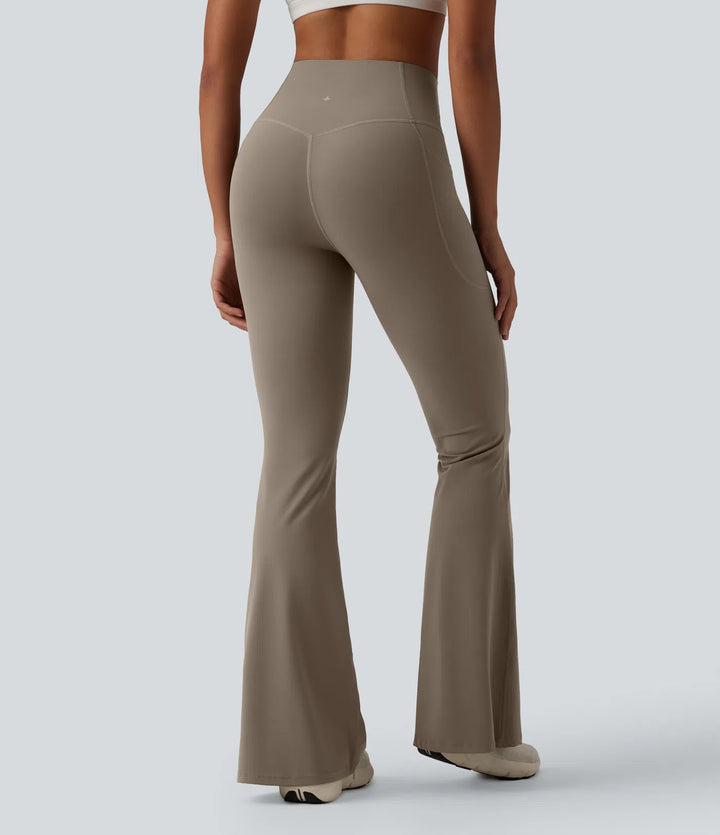 Halara UltraSculpt legginsy do jogi z wysokim stanem, modelujące brzuch, z rozkloszowanymi nogawkami i kieszeniami
