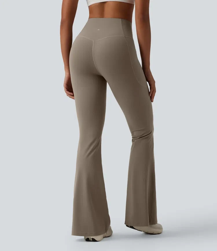 Milejka UltraSculpt z wysokim stanem modelujące brzuch flare legginsy do jogi z kieszeniami