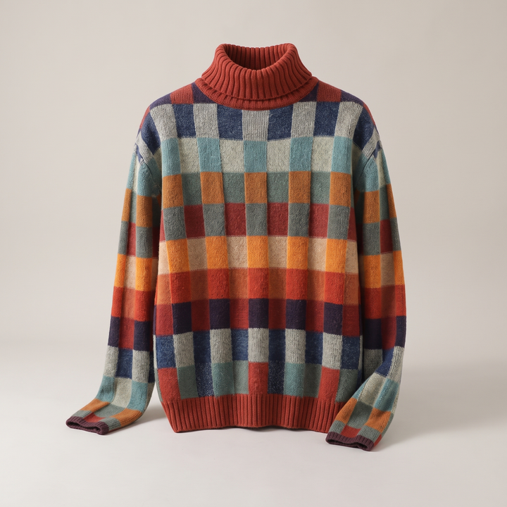 SWETER Z WEŁNY MERINO W KRATĘ EMMA