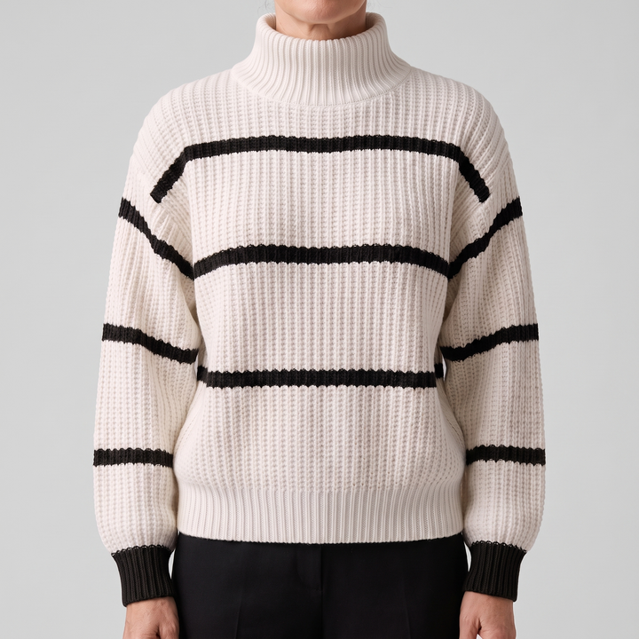 Sweter w paski ze stojącym kołnierzem Serelle