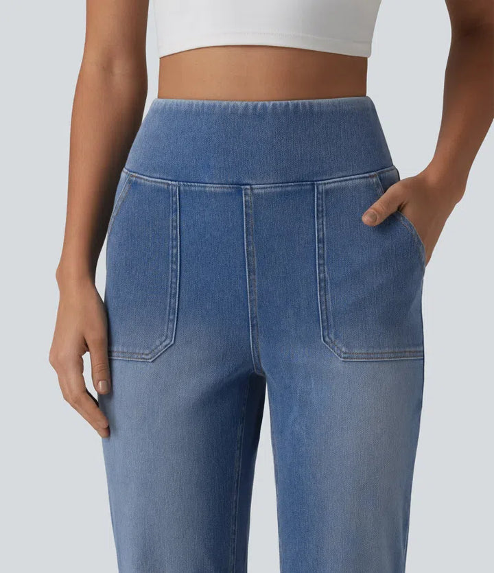 Halara Flex jeansy bootcut z wysokim stanem, z modelującym efektem na brzuch i z kieszeniami