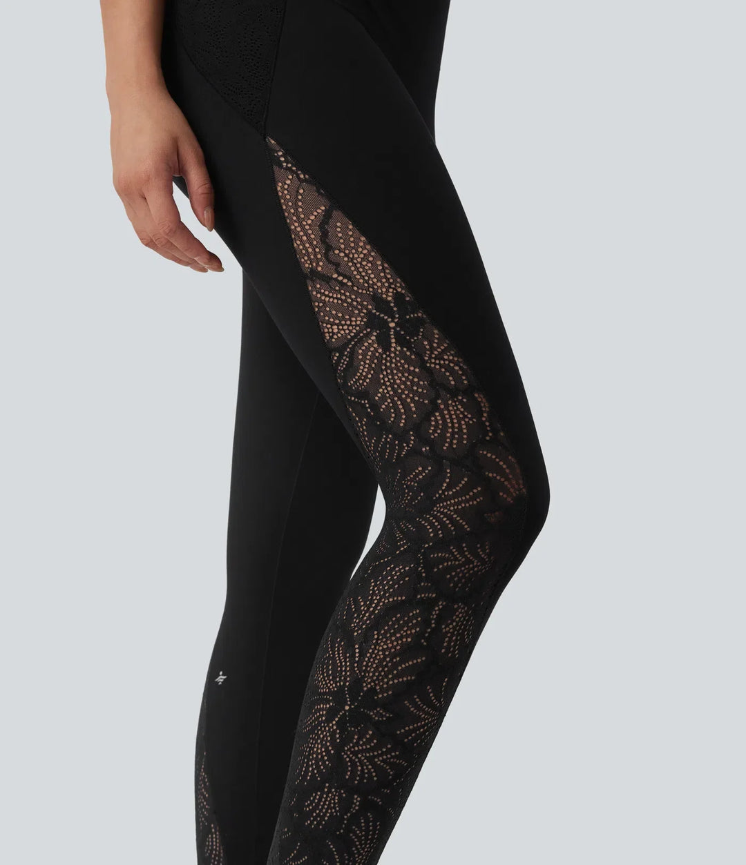 Milejka UltraSculpt z wysokim stanem modelujące brzuch kontrastowa koronka modelujące legginsy treningowe z kieszeniami