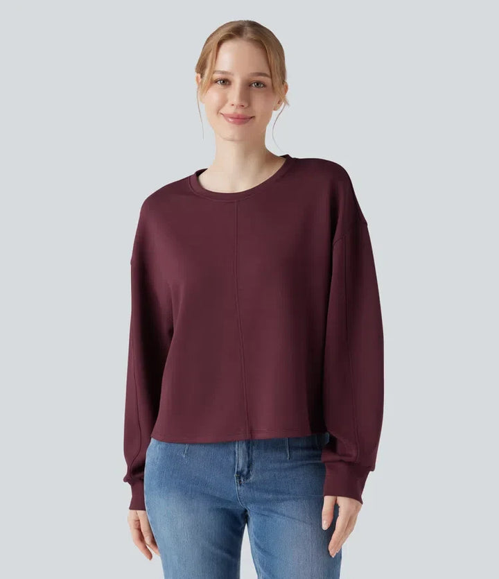 Z okrągłym dekoltem i długim rękawem High Low bluza na co dzień