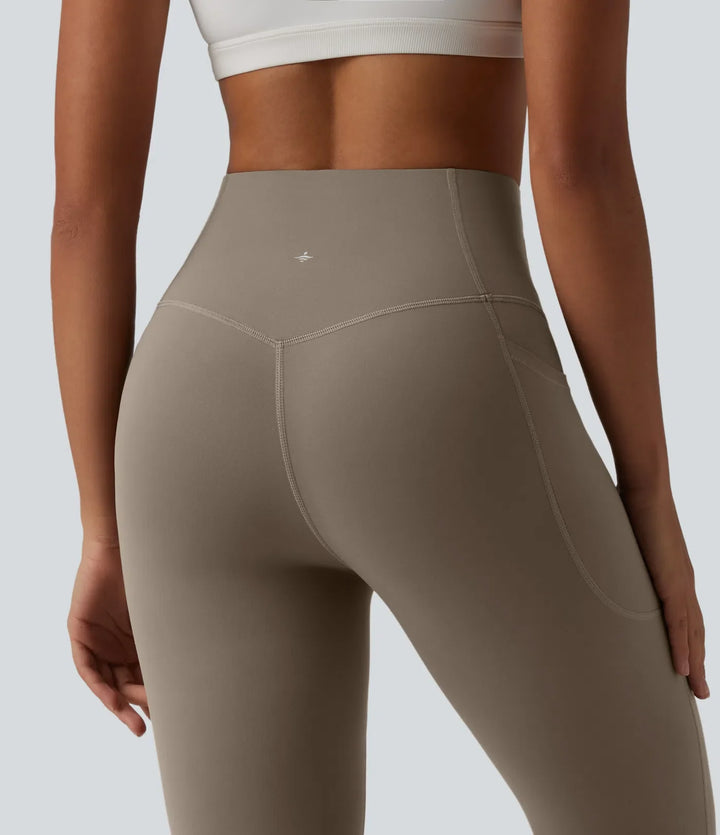 Milejka UltraSculpt z wysokim stanem modelujące brzuch flare legginsy do jogi z kieszeniami