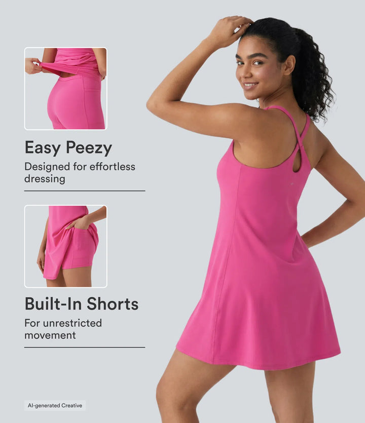 SoftlyZero Pluszowa sukienka sportowa — dłuższa długość — edycja Easy Peezy — miseczki DD–F