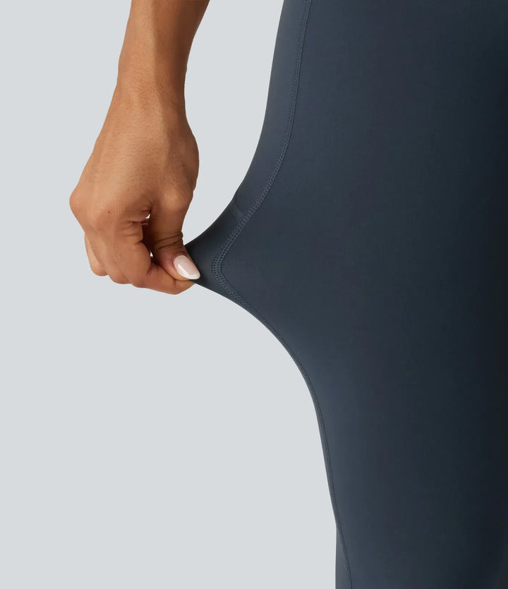 Milejka UltraSculpt z wysokim stanem krzyżowany modelujące brzuch flare treningowy legginsy z kieszeniami