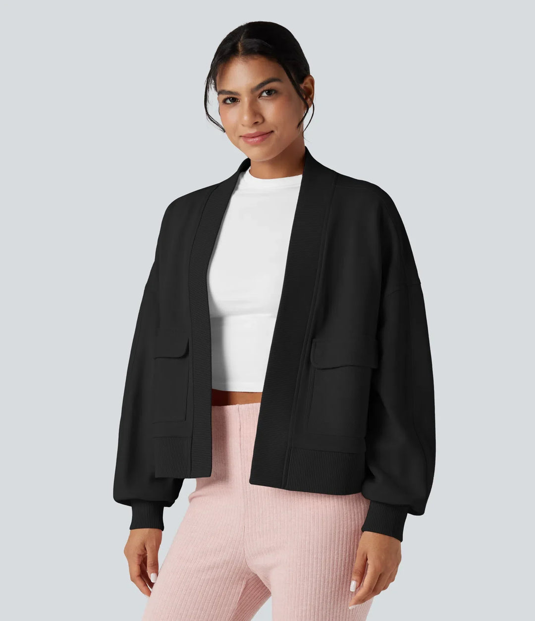 Z długim rękawem na co dzień oversize bawełniany bluza z kieszeniami