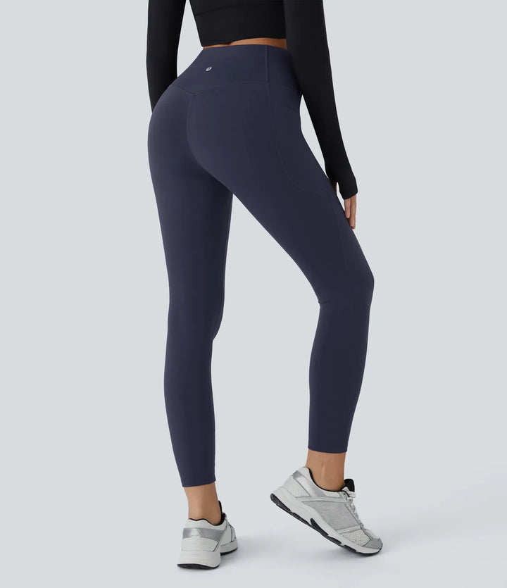 SoftlyZero pluszowy termiczny z wysokim stanem modelujące brzuch kieszeń treningowy legginsy