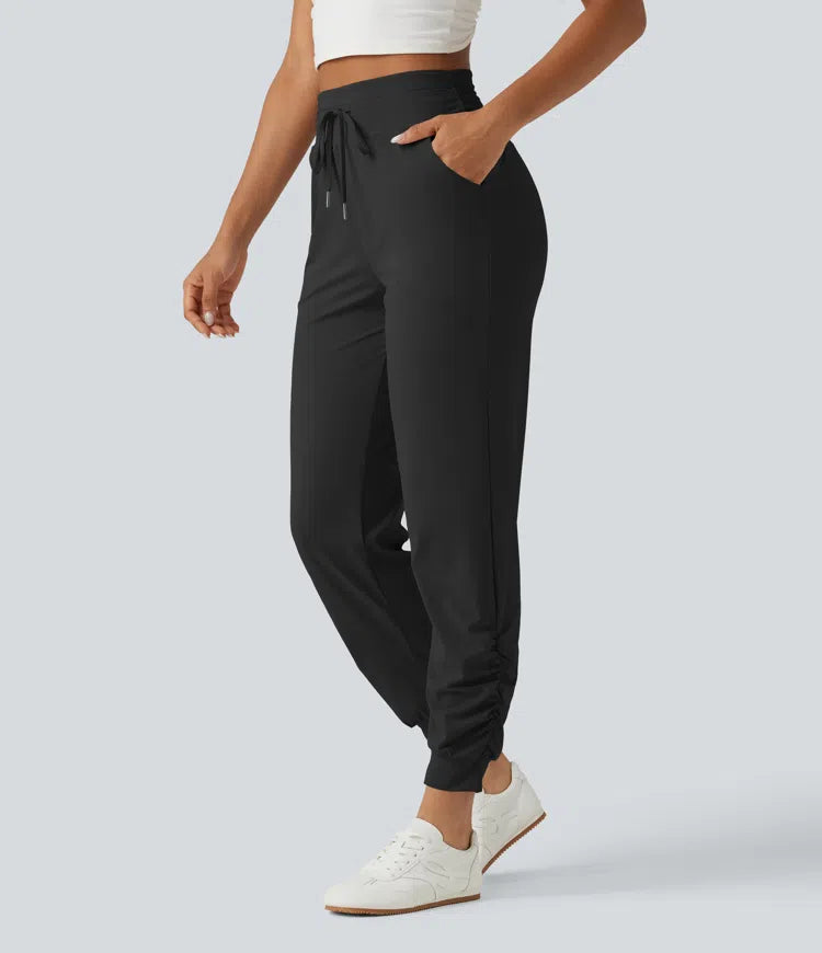 Halara UltraSculpt joggery do jogi z wysokim stanem, troczkiem, marszczeniem i kieszeniami