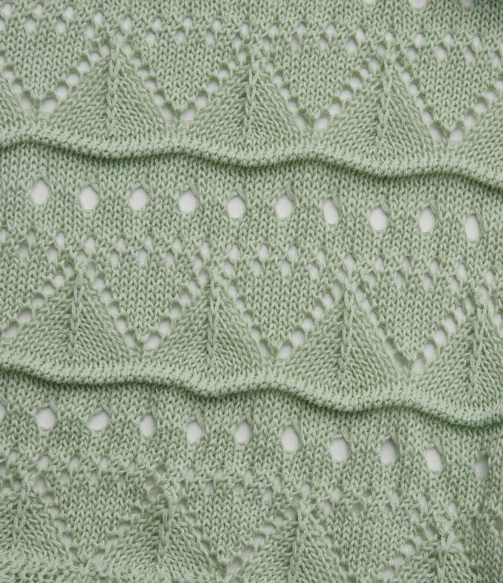 Z dekoltem V z krótkim rękawem falowany brzeg Hem Crochet resortowy kardigan