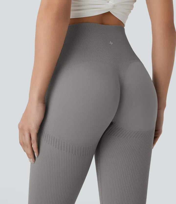 Seamless Flow 7/8 legginsy do jogi z wysokim stanem, modelowaniem brzucha i efektem uniesienia pośladków