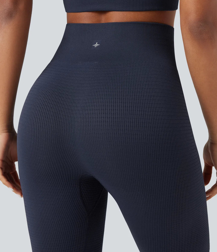 OneForm Bezszwowe gofrowane legginsy do jogi z wysokim stanem, długość 7/8