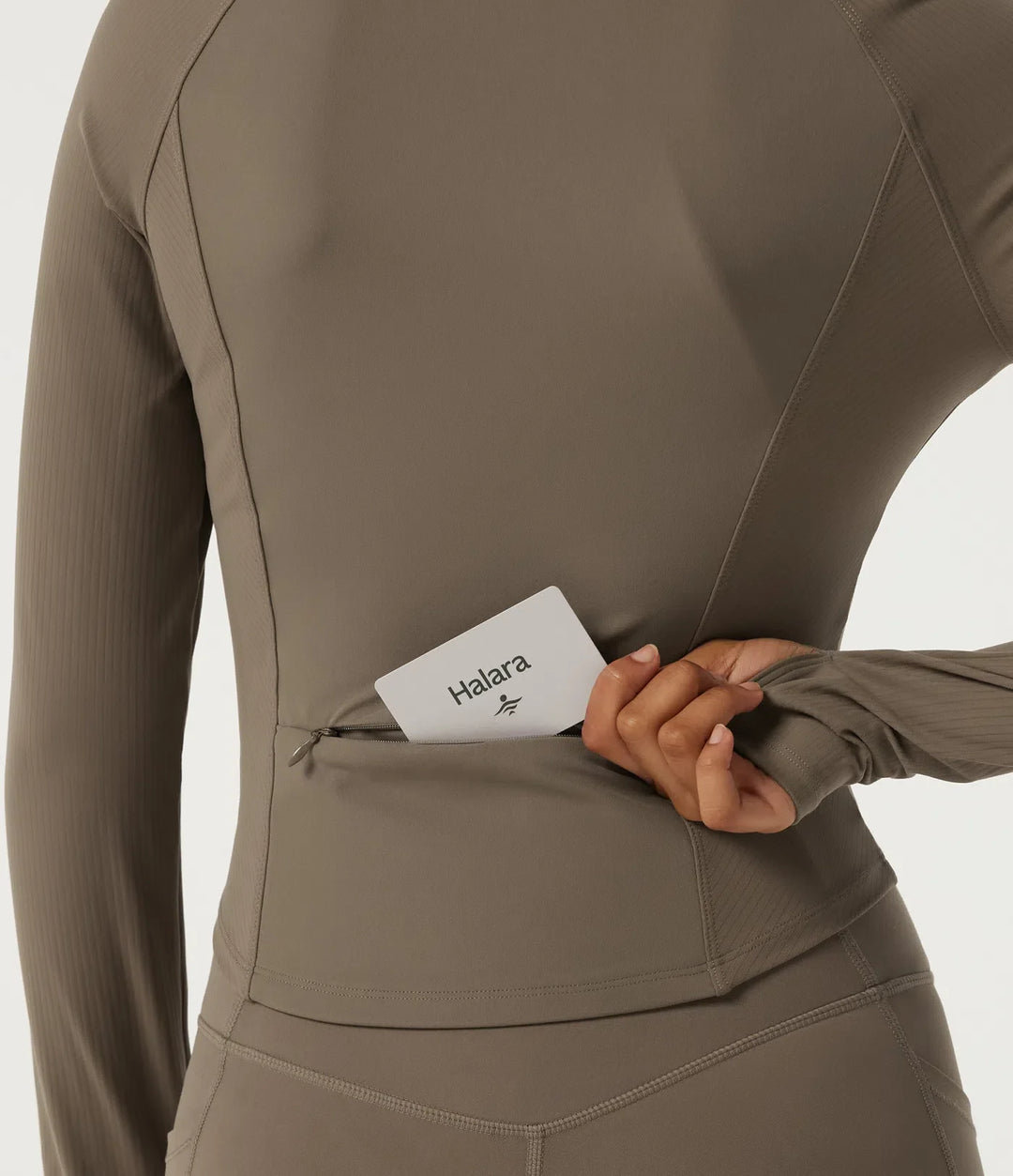 Milejka UltraSculpt z półgolfem z długim rękawem joga Curvy kurtka z otwory na kciuki i kieszenie