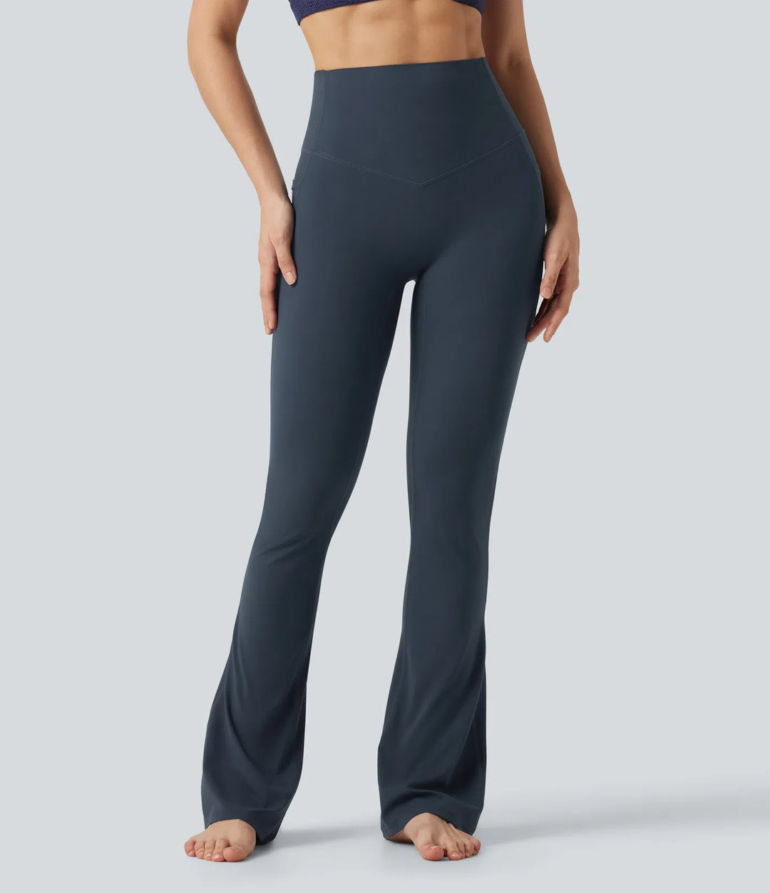 Halara UltraSculpt legginsy do jogi bootcut z wysokim stanem, z efektem modelującym brzuch i z kieszeniami