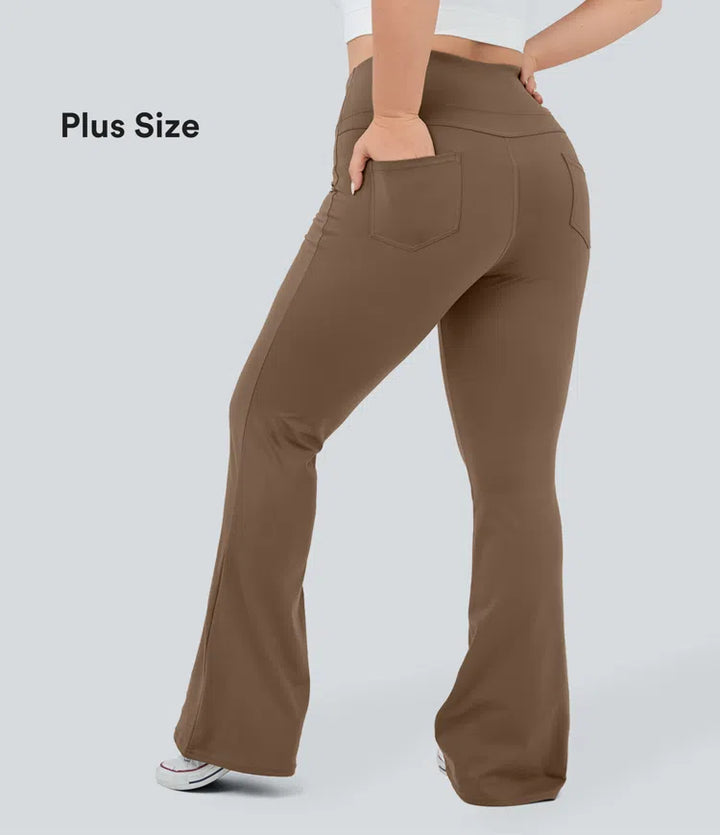 DayStretch legginsy do jogi z wysokim stanem, kieszeniami i rozkloszowanymi nogawkami — w rozmiarze plus