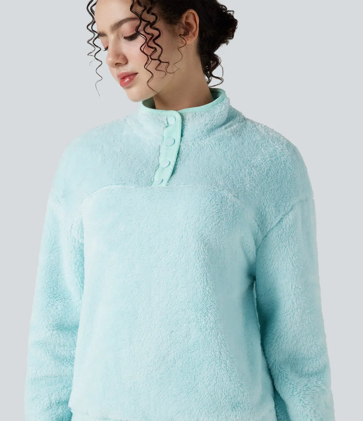 Ze stójką z guzikami na co dzień polarowy bluza