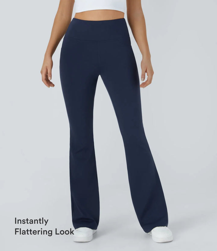 DayStretch legginsy do jogi z wysokim stanem, kieszeniami i rozkloszowanymi nogawkami.