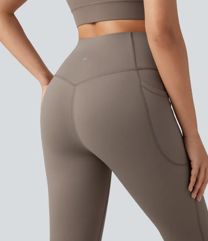 SoCinched legginsy do jogi z polaru z wysokim stanem, modelujące brzuch, z kieszeniami.
