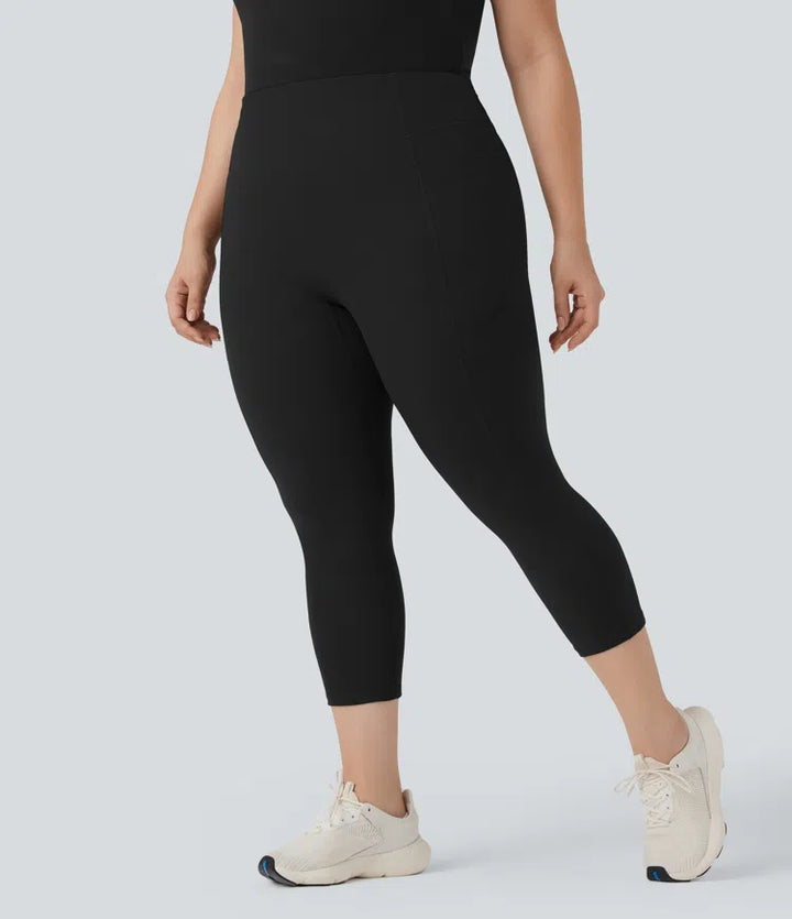 Legginsy treningowe capri Halara UltraSculpt SoCinched w rozmiarze plus, z wysokim stanem, z efektem scrunch modelującym pośladki i modelującym brzuch, z kieszeniami
