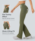 Milejka UltraSculpt z wysokim stanem marszczony unoszące pośladki modelujące brzuch kieszeń modelujące joga legginsy bootcut