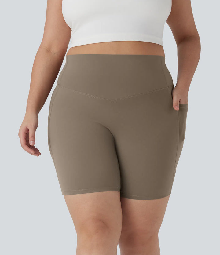 Halara UltraSculpt wysokie szorty kolarskie dla rozmiaru plus, modelujące i kontrolujące brzuch, długość 7&