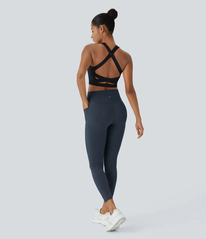 Milejka UltraSculpt z wysokim stanem marszczony unoszące pośladki modelujące brzuch kieszeń modelujące legginsy treningowe