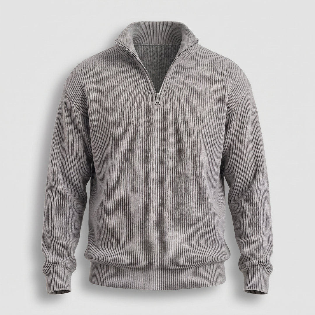 Elegancki, swobodny sweter ze ściągaczem