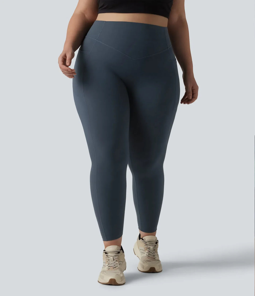 Milejka UltraSculpt z wysokim stanem marszczony unoszące pośladki modelujące brzuch kieszeń modelujące treningu plus size legginsy