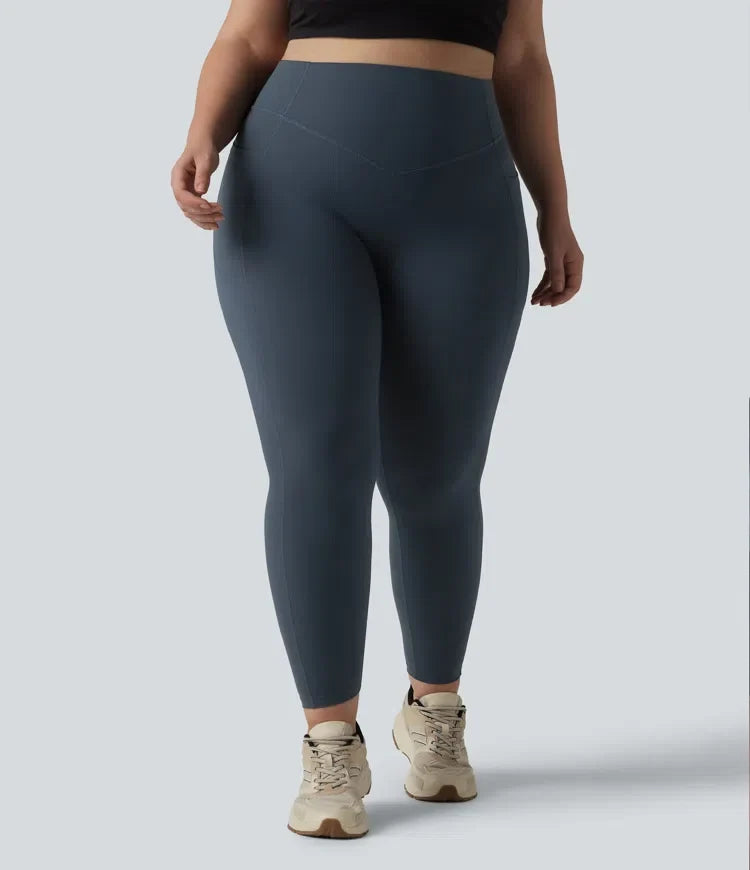 Milejka UltraSculpt z wysokim stanem marszczony unoszące pośladki modelujące brzuch kieszeń modelujące treningu plus size legginsy