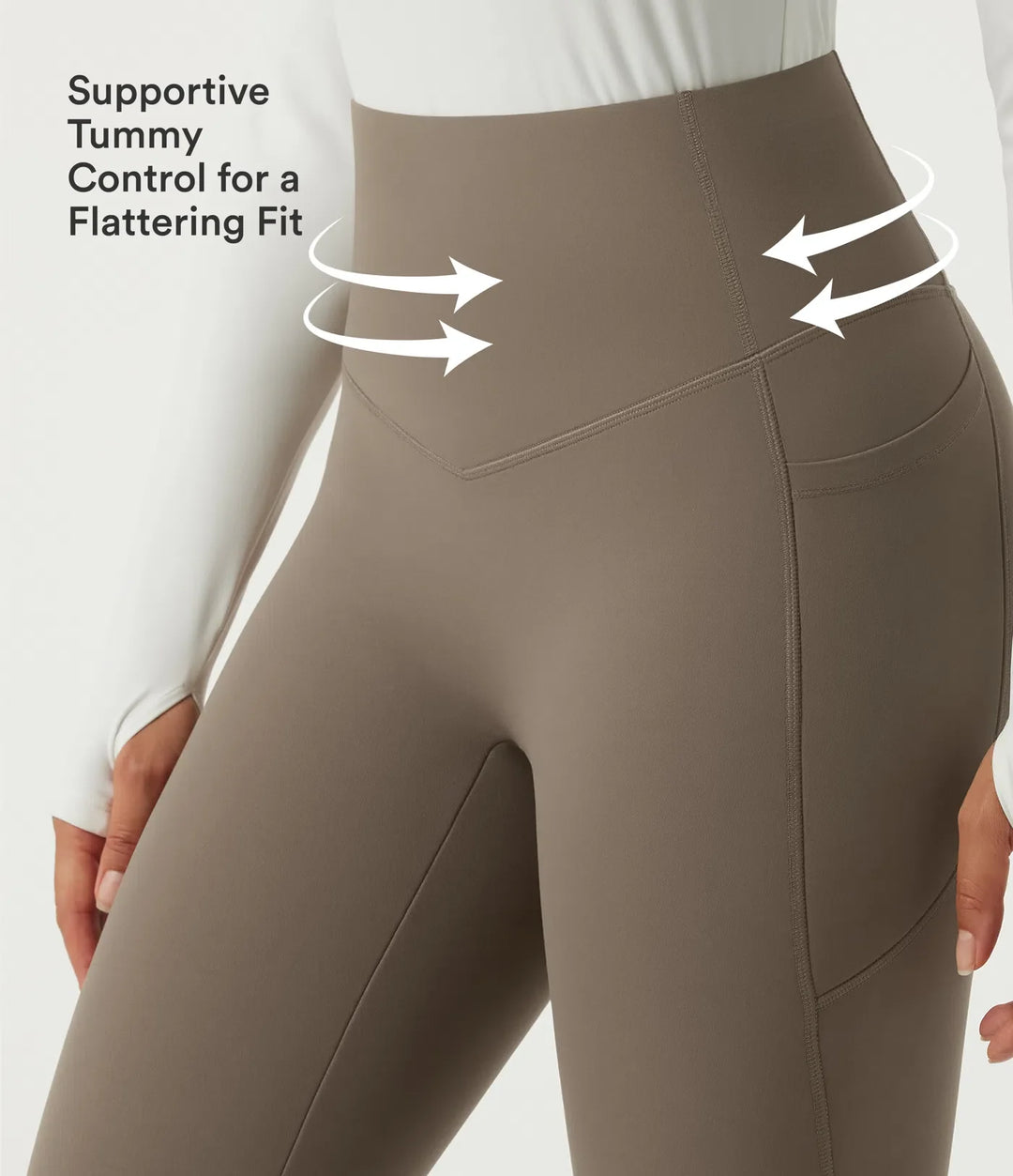Milejka UltraSculpt ciepło z wysokim stanem modelujące brzuch polarowy legginsy do jogi z kieszeniami