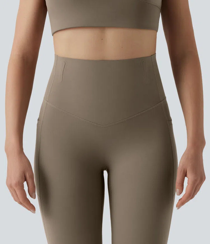Halara UltraSculpt legginsy do jogi 7/8 z wysokim stanem, modelowaniem i kontrolą brzucha, pasem zapobiegającym podwijaniu oraz kieszeniami