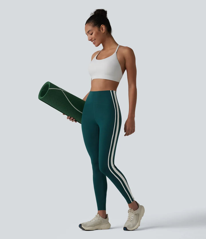 Milejka UltraSculpt z wysokim stanem modelujące brzuch bok w paski joga 7/8 legginsy