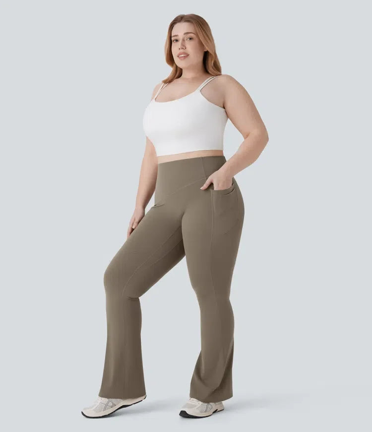 Milejka UltraSculpt z wysokim stanem marszczony unoszące pośladki modelujące brzuch kieszeń modelujące joga bootcut plus size legginsy