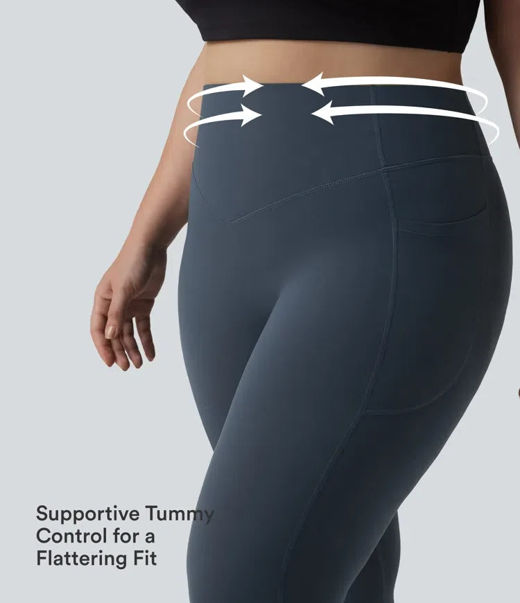 Milejka UltraSculpt z wysokim stanem marszczony unoszące pośladki modelujące brzuch kieszeń modelujące treningu plus size legginsy