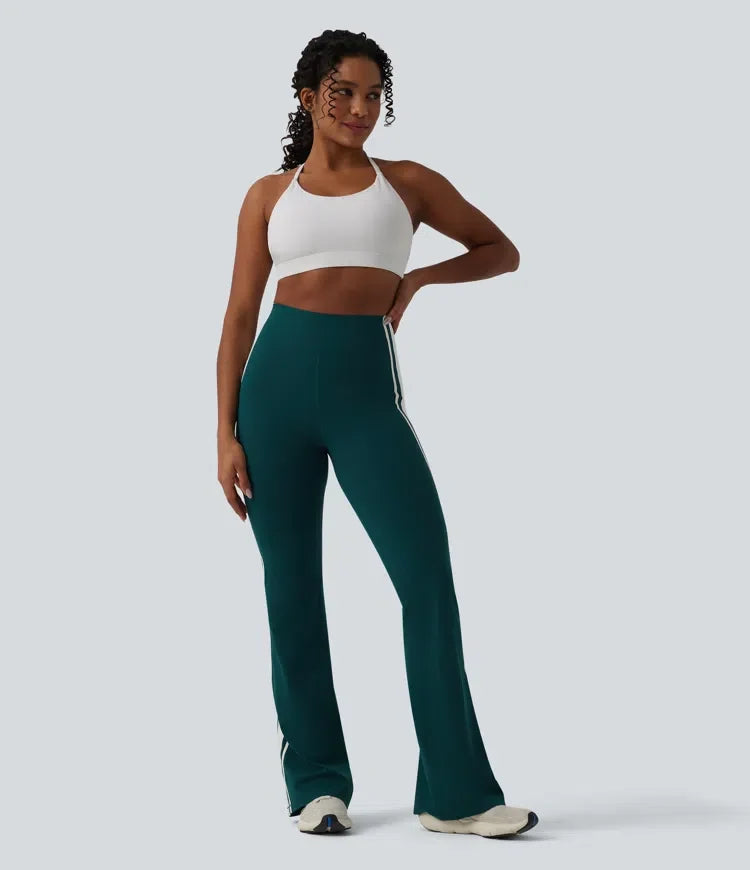 Milejka UltraSculpt z wysokim stanem modelujące brzuch bok w paski joga 7/8 legginsy flare