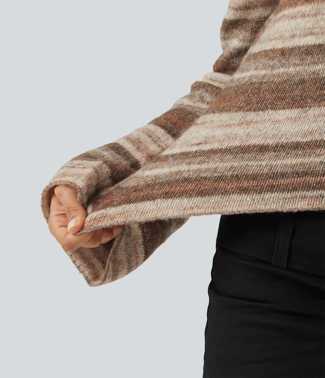 Z dekoltem łódka Bell z długim rękawem gradientowy w paski oversize sweter na co dzień