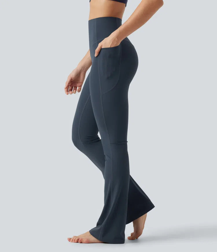 Halara UltraSculpt legginsy do jogi bootcut z wysokim stanem, z efektem modelującym brzuch i z kieszeniami