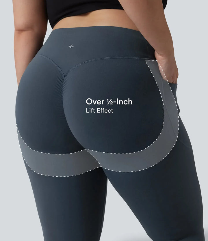 Milejka UltraSculpt z wysokim stanem marszczony unoszące pośladki modelujące brzuch kieszeń modelujące treningu plus size legginsy