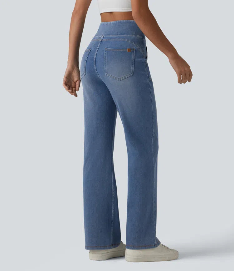 Halara Flex jeansy bootcut z wysokim stanem, z modelującym efektem na brzuch i z kieszeniami