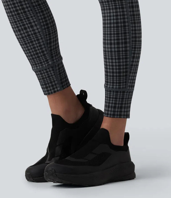 Halara UltraSculpt legginsy do jogi z wysokim stanem, w kratkę, ze sznurkiem ściągającym i kieszeniami