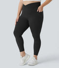 SoftlyZero legginsy z wysokim stanem, z krzyżowanym pasem, z kieszenią, gładkie, w rozmiarach plus, o pełnej długości